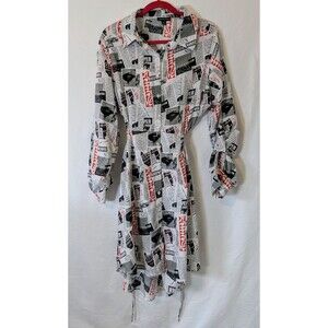 Thread Story Plus Size 2X Newspaper Print High Low Dress Cutout Back